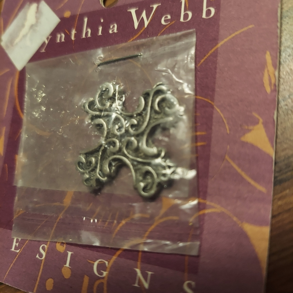 Cynthia Webb Designs Small Sliver Scroll Spirit Cross 1"x1"